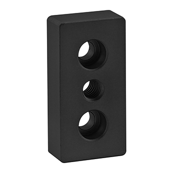 10 Series 3 Hole - Center Tap Base Plate: 1.00" x 2.00" with 5/16-18 Tap (2124-BLACK)