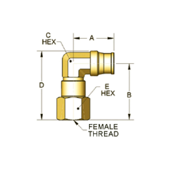 C-Elbow Female, Swivel, Push-In (AQ70-DOTS-4X2)