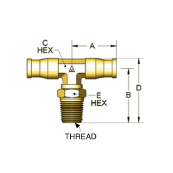 C-DOT, Swivel Branch Tee, Push-In (AQ72-DOTS-4X8)