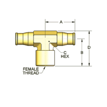 DOT, Tee, Female Branch, Push-In (AQ77-DOT-4X2)