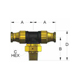 C-DOT, Tee, Swivel Male Branch (PAQ72-DOTS-6X4)