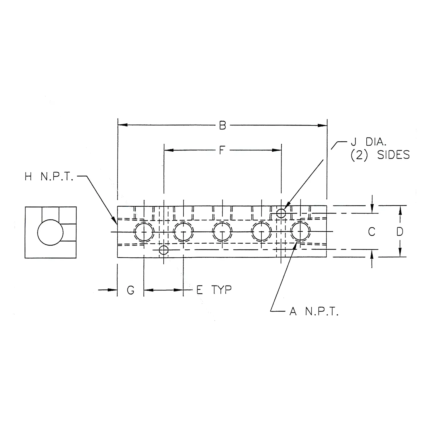 Alumi-Tec Manifold with 5 Ports 90&deg;