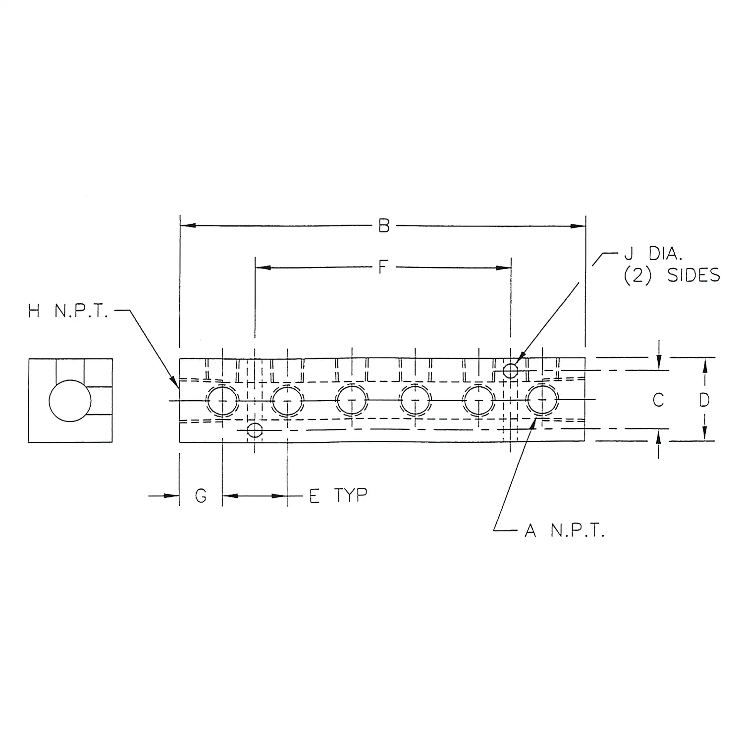 Alumi-Tec Manifold with 6 Ports 90&deg;
