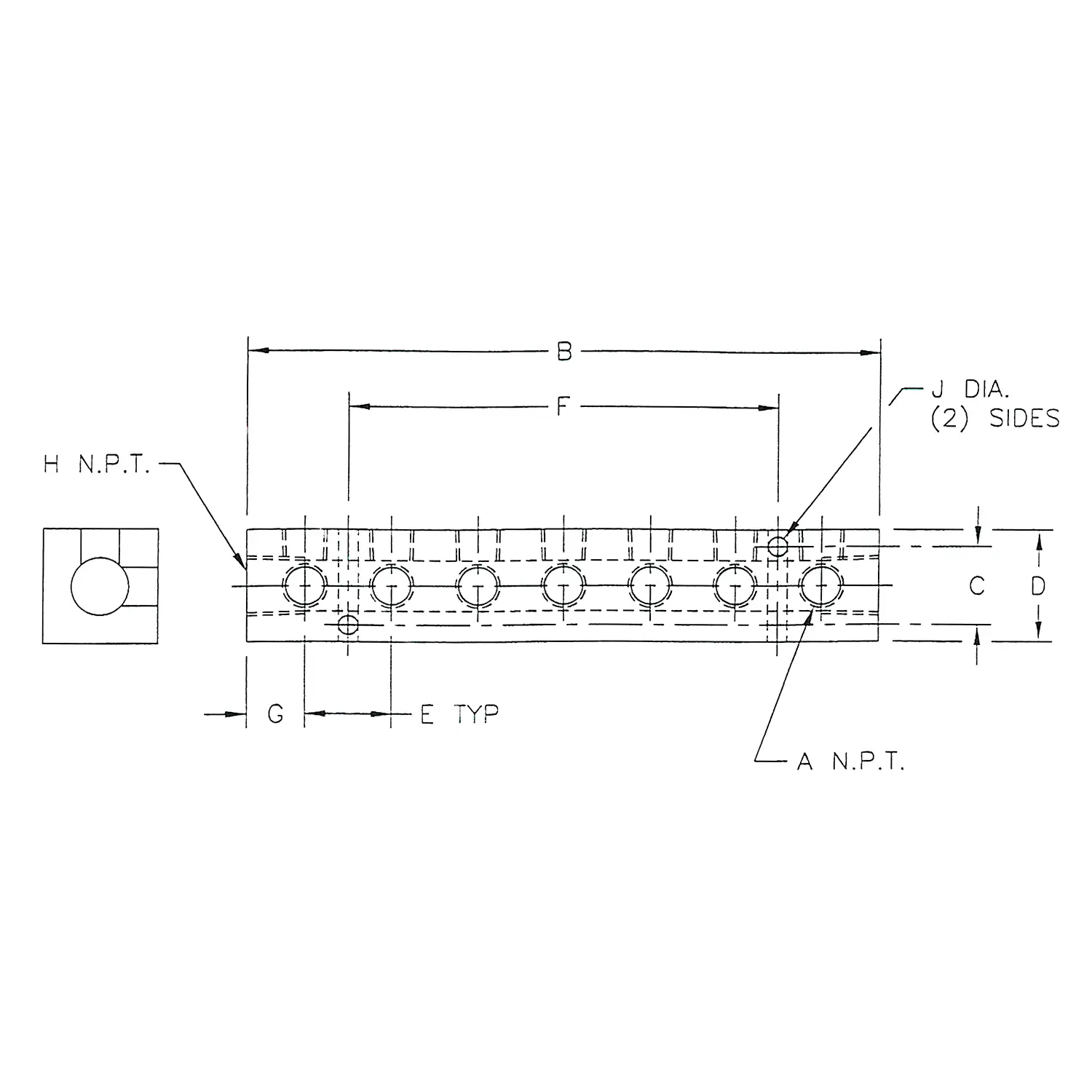 Alumi-Tec Manifold with 7 Ports 90&deg;