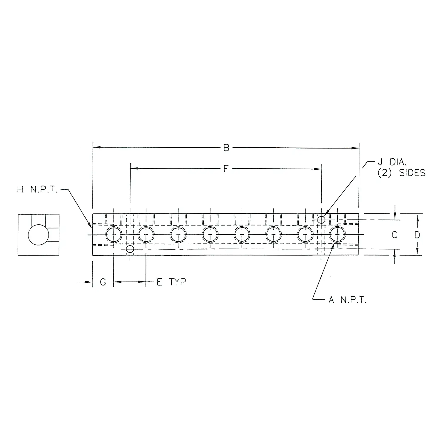 Alumi-Tec Manifold with 8 Ports 90&deg;