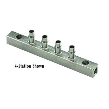Block Manifold w/Mtg. Holes, 1/16" ID Barbs, 8-Station (BHH2-08)