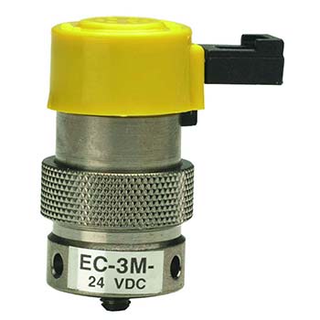 3-Way Elec. Valve, N-C, Manifold Mount, Pin Connector, 24 VDC (EC-3M-24)