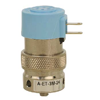 3-Way Elec. Valve, N-C, Manifold Mount, Spade Term., 12 VDC (A-ET-3M-12-H)