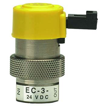 3-Way Elec. Valve, N-C, In-Line Mount, Pin Connector, 24 VDC, Metric (M-EC-3-24)