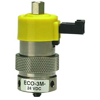 3-Way Elec Valve, Normally-Open, Manifold Mount, 24 VDC, Metric (M-ECO-3M-24-H)