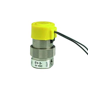 3-Way Elec. Valve, N-C, In-Line Mount, Wire Leads, 24 VDC, Metric (M-EV-3-24-H)