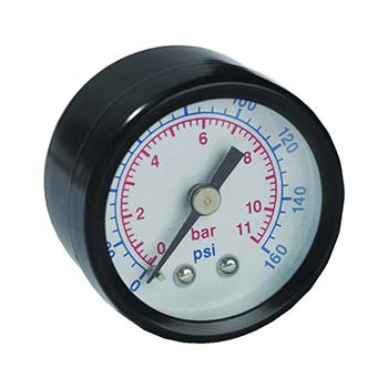 Pressure Gauge, Stud Mount, 1/4" NPT, 0 to 160 psig (PG-20-160Q)