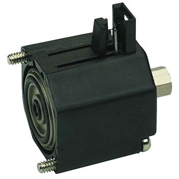 3-Way Elec Valve, Norm-Open, Side Pins, 1/16" Barb, 12 VDC (ESO-3S-12-1)