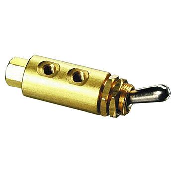 2-Way Toggle Valve, NP Brass Toggle, #10-32 (MTV-2)