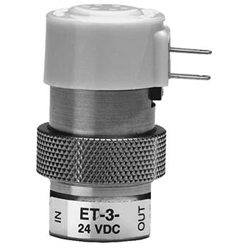 3-Way Elec. Valve, N-C, In-Line Mount, Spade Term., 24 VDC (CR-ET-3-24-L)