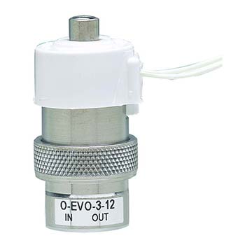 3-Way Elec. Valve, In-Line Mount, Wire Leads, 24 VDC, Oxygen (O-EVO-3-24-L)