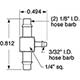 1/8" to 3/32" to 1/8" ID Hose "T" Fitting, Pack of 5 (T44-3-PKG) 1