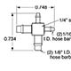 Barb Cross Fitting, 1/8