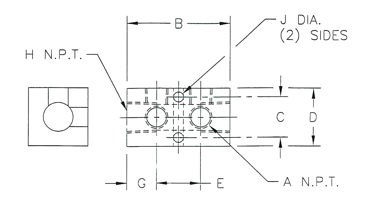 Manifold with 2 Ports 90°ree;