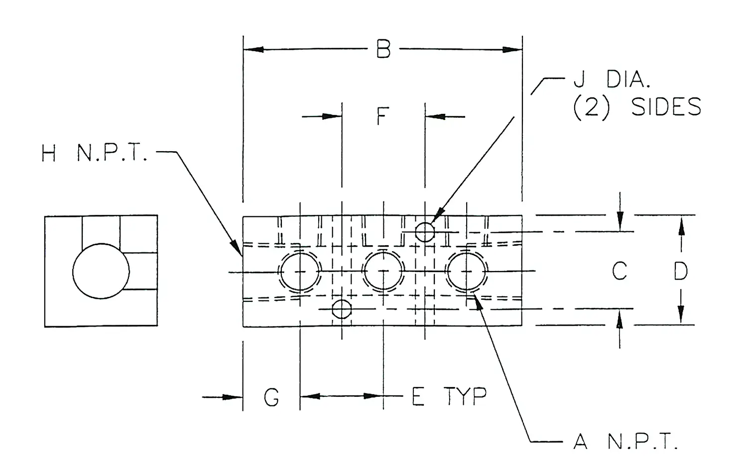 Manifold with 3 Ports 90&degree;