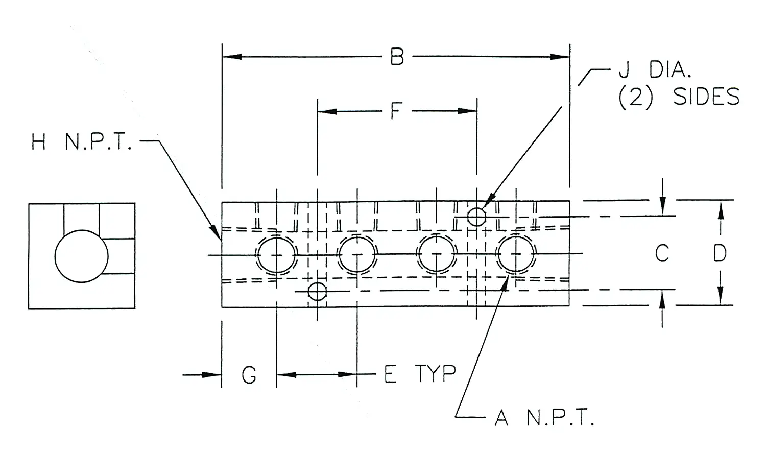 Manifold with 4 Ports 90&degree;