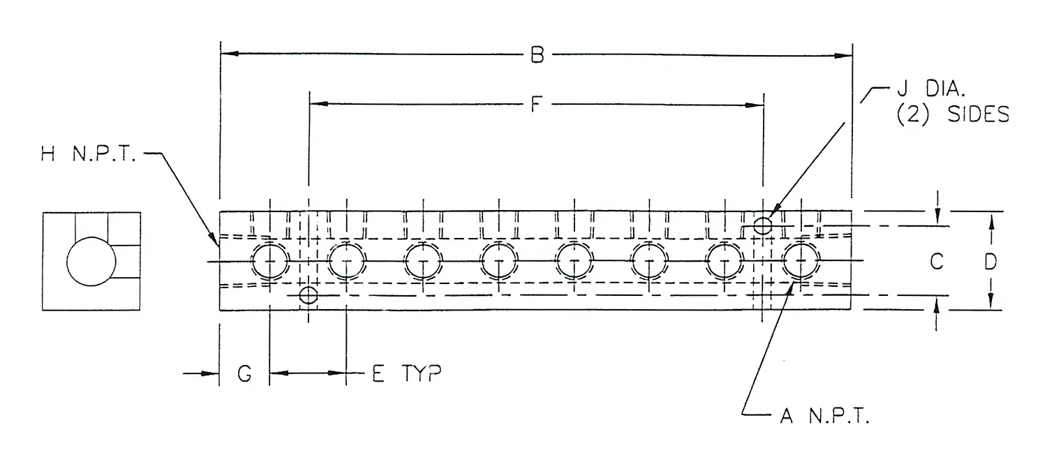 Manifold with 8 Ports 90&degree;