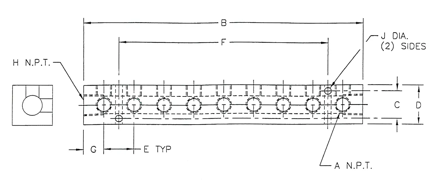 Manifold with 9 Ports 90&degree;